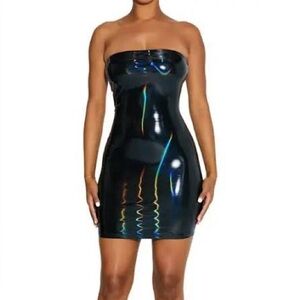 NWT Naked Wardrobe Strapless Vinyl Tube Dress